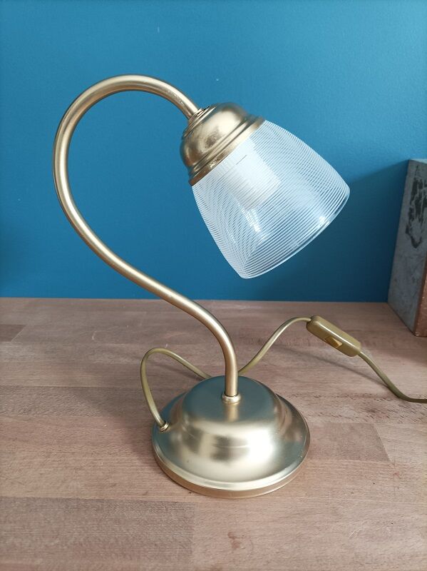 Bedside lamp in glass chiseled and metal