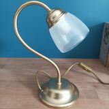 Lampe de chevet en verre ciselé et métal