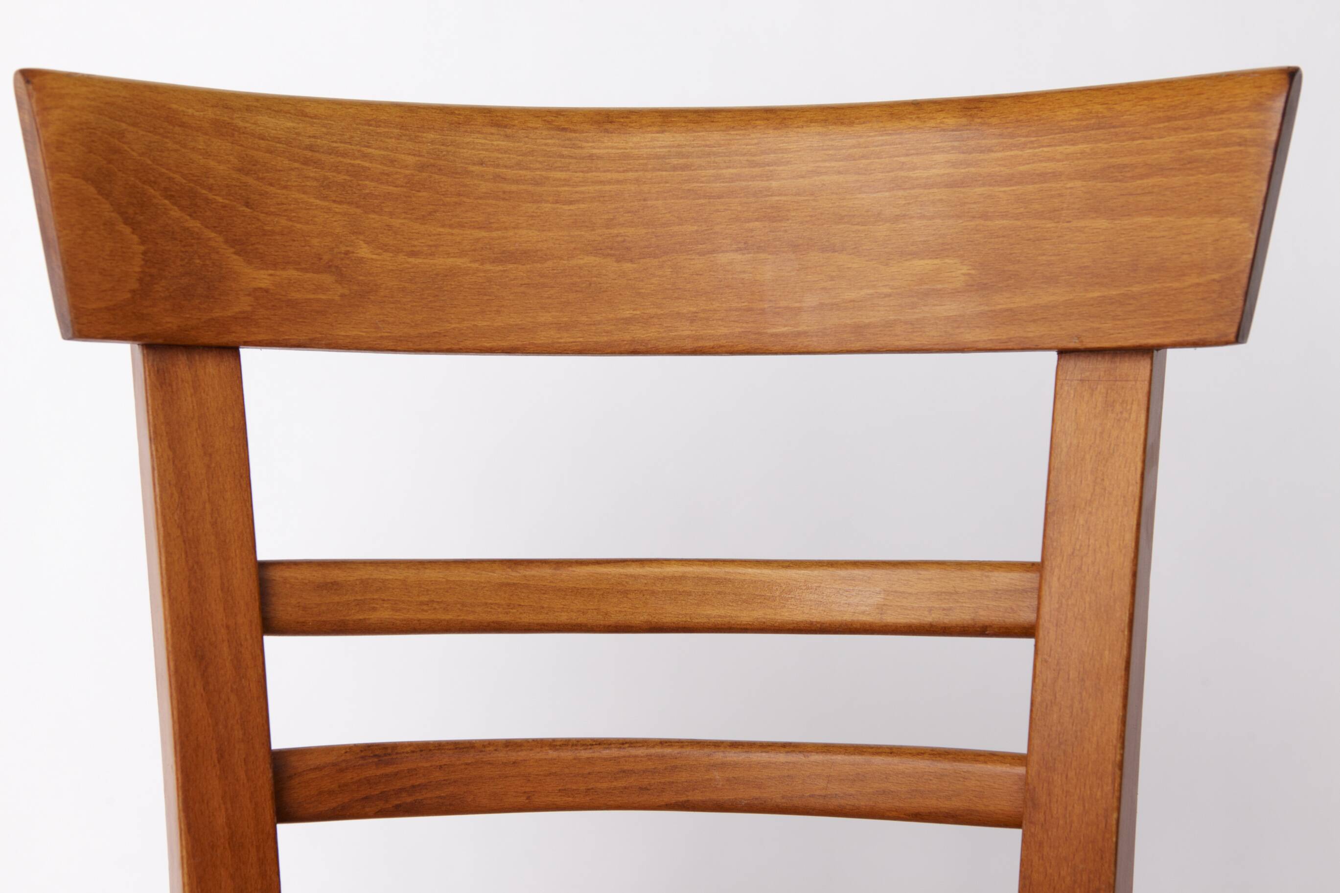 Vintage Beechwood Chair with Yellow Faux Leather Seat – 1960s/1970s Germany