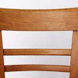 Vintage Beechwood Chair with Yellow Faux Leather Seat – 1960s/1970s Germany