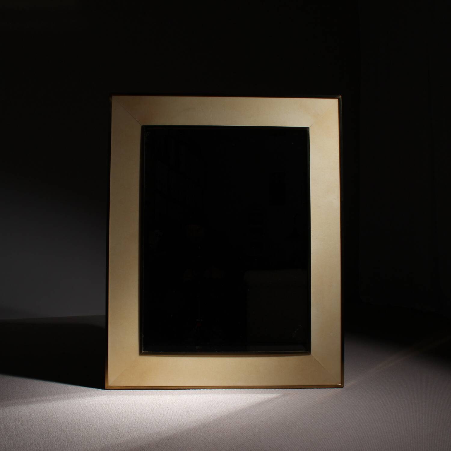 Lacquered Goatskin Parchment Wall Mirror by Aldo Tura | Italy 1970s