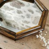 Vintage rattan mirror, octagonal