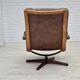 1960s, Scandinavian swivel armchair, brown furniture leather.