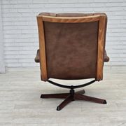1960s, Scandinavian swivel armchair, brown furniture leather.