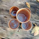Set of 5 stoneware mugs.