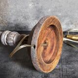 Foot of lamp turned wood carved patina old nineteenth