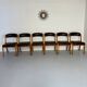 Set of 6 Baumann curved wood and imitation leather chairs, gondola model, 70s