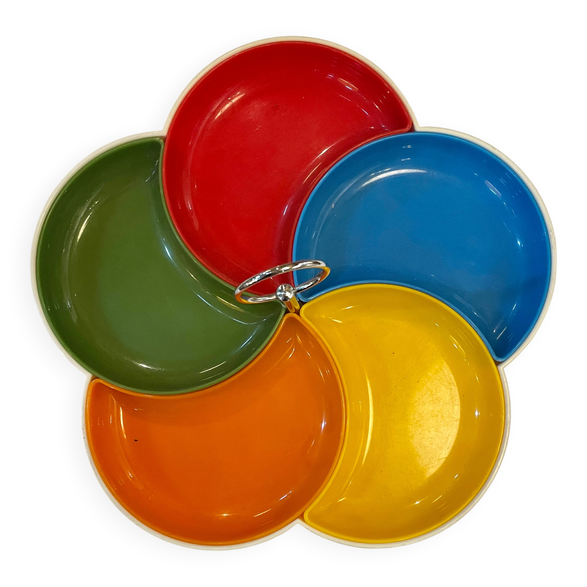 Multicoloured vintage plastic aperitif platter