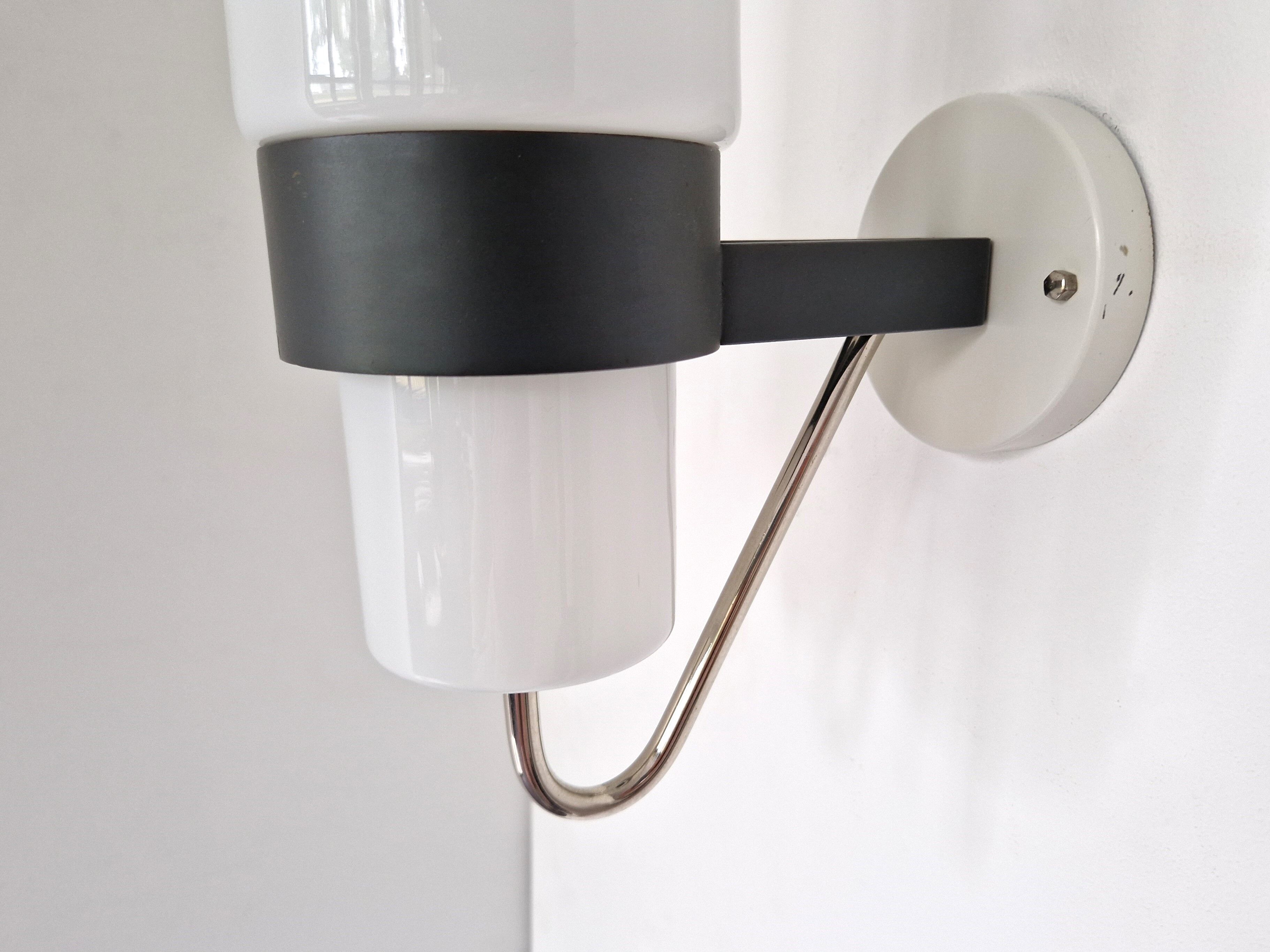 Set of 2 metal and glass wall lamps for Philips, 1960's/1970's