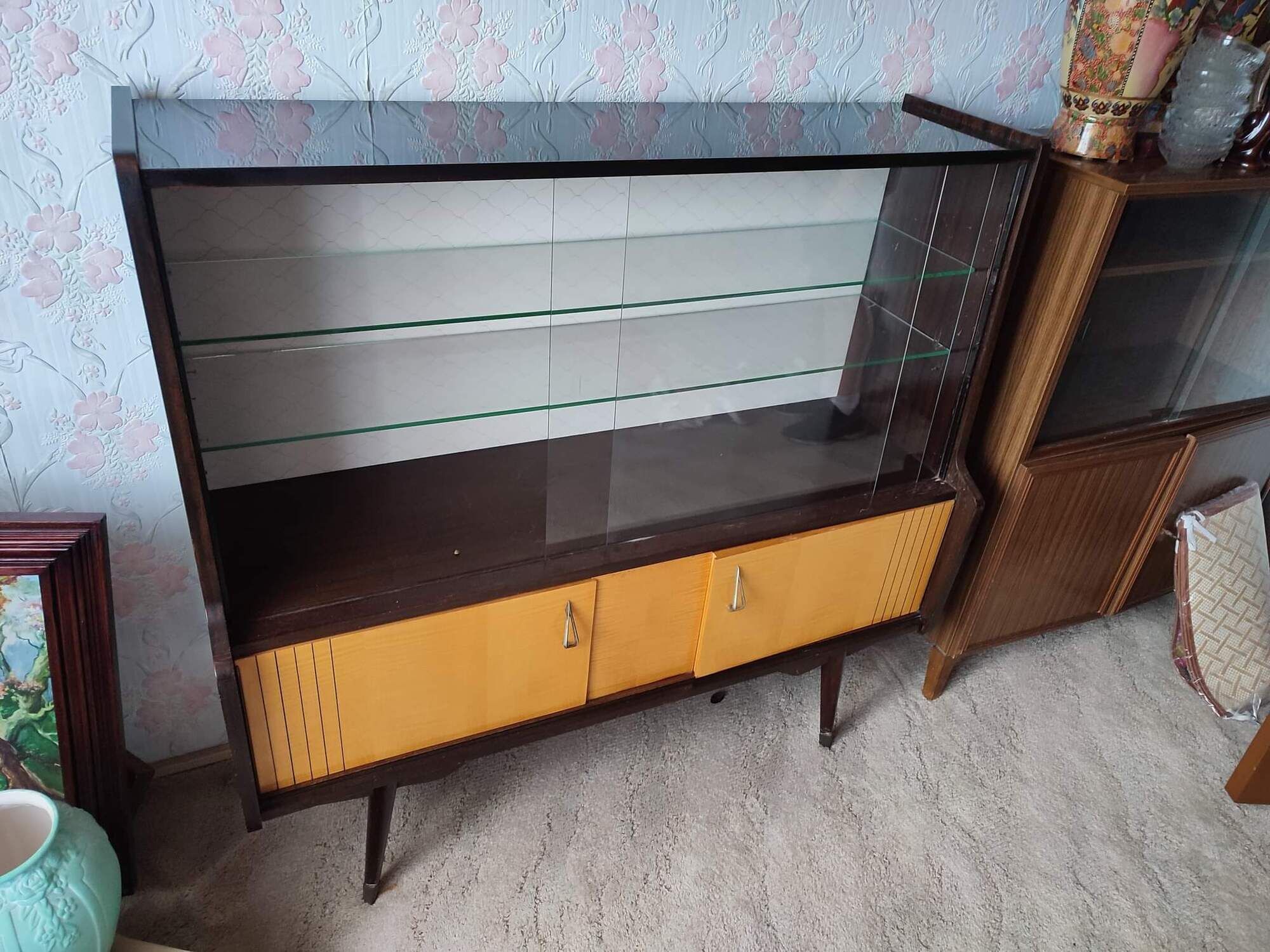 Old showcase buffet furniture vintage scandinavian wood