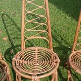Trio of bamboo and rattan chairs published by Bonacina, 1960