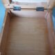 Wooden and faux leather shoe shine chest stool
