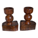 Pair of old brutalist turned solid wood candlesticks