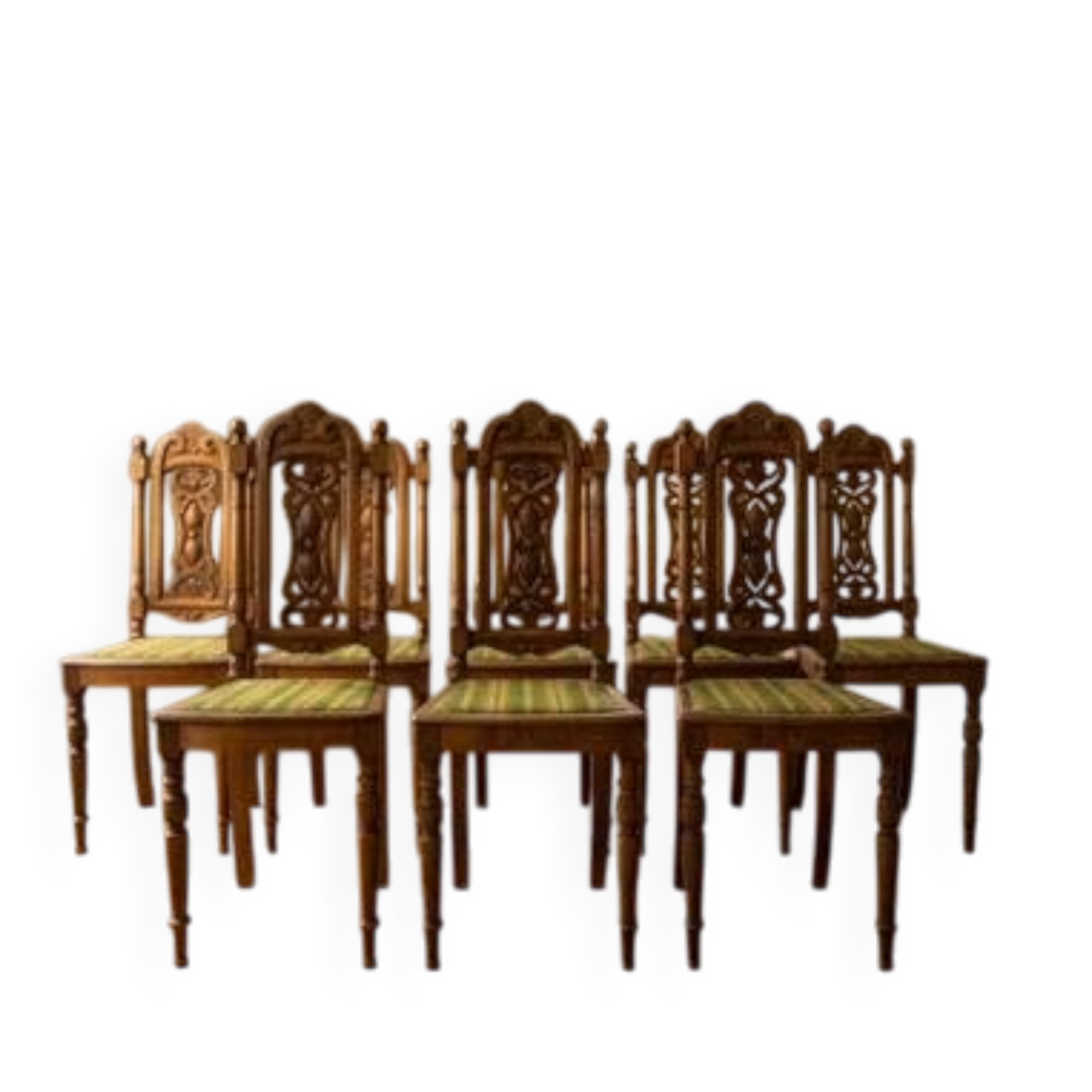 Set of 9 Renaissance Revival dining chairs, carved wood, Czechoslovakia, early 20th century