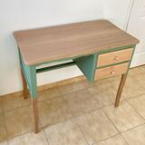 Beech wood desk with 2 drawers, curved legs.