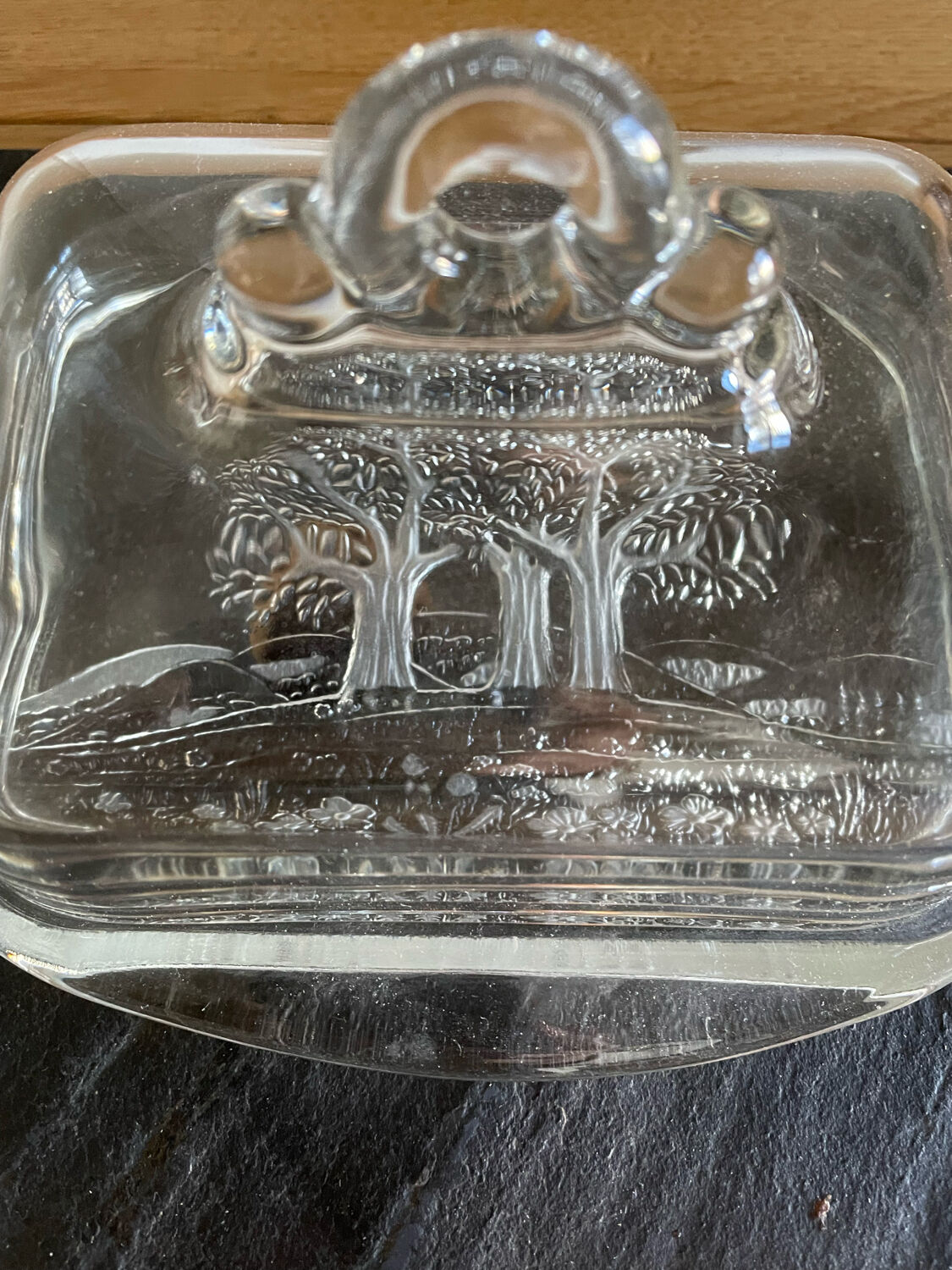 Glass butter dish