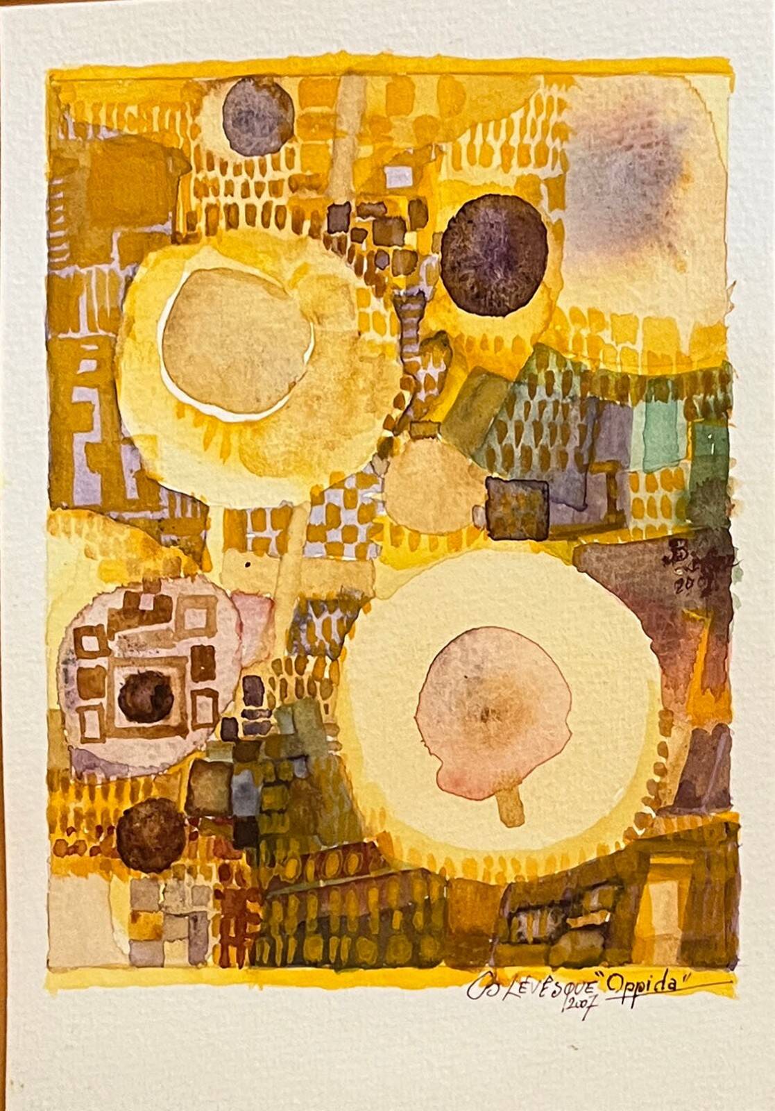 Set of 7 watercolour paintings signed B. Lévêque "Travel Notebook"