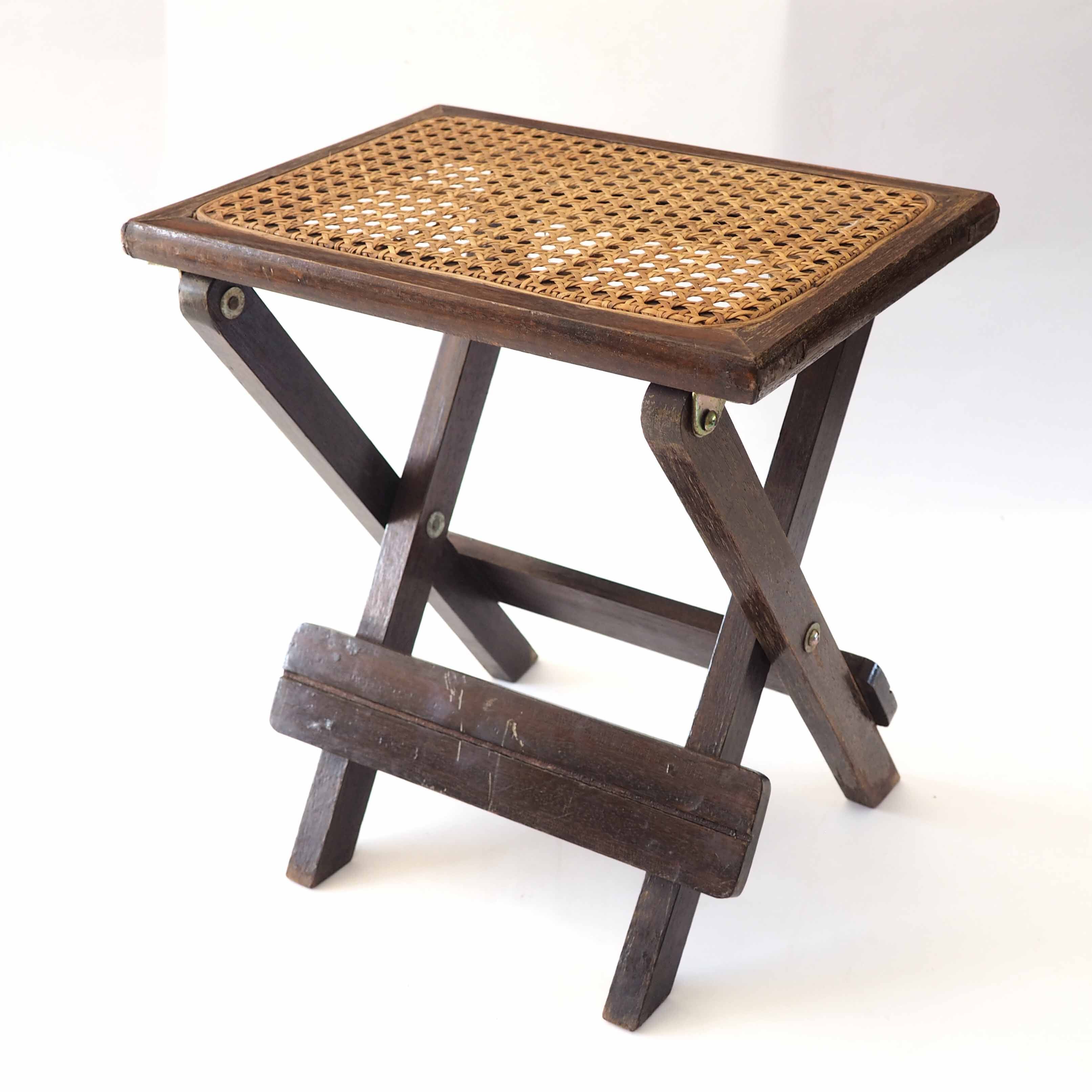 Folding wooden stool