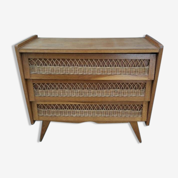 Chest of drawers rattan compass feet