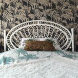 Headboard 2 places rattan peacock
