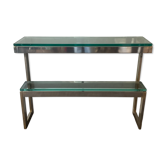 Console "G" by Belgochrom in brass and glass from the 1970s.