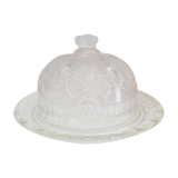 Chiseled glass bell on its dish