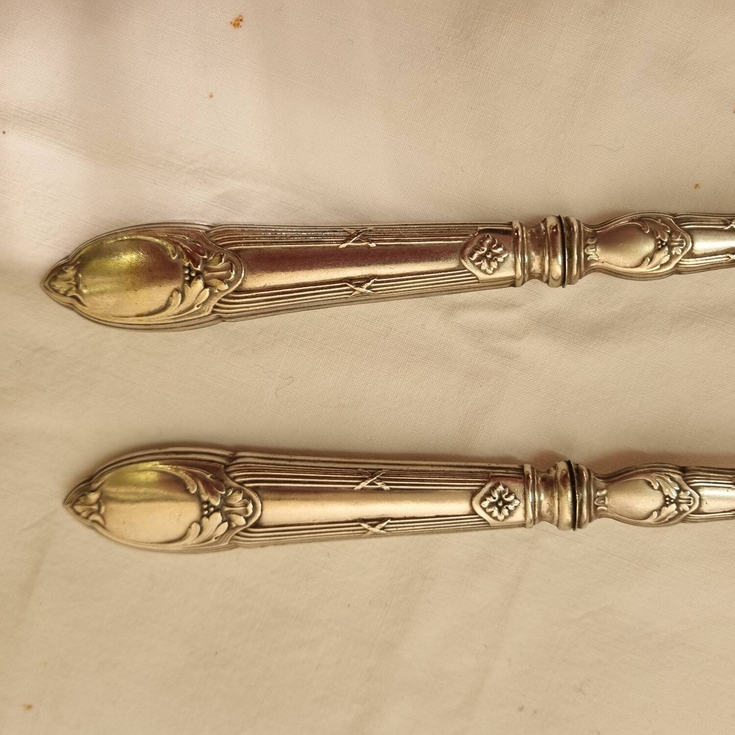 Solid silver salad servers, late 19th century