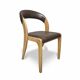 Vintage Curved-Back Dining Chair, Wood & Leatherette, Czechoslovakia, 1970s
