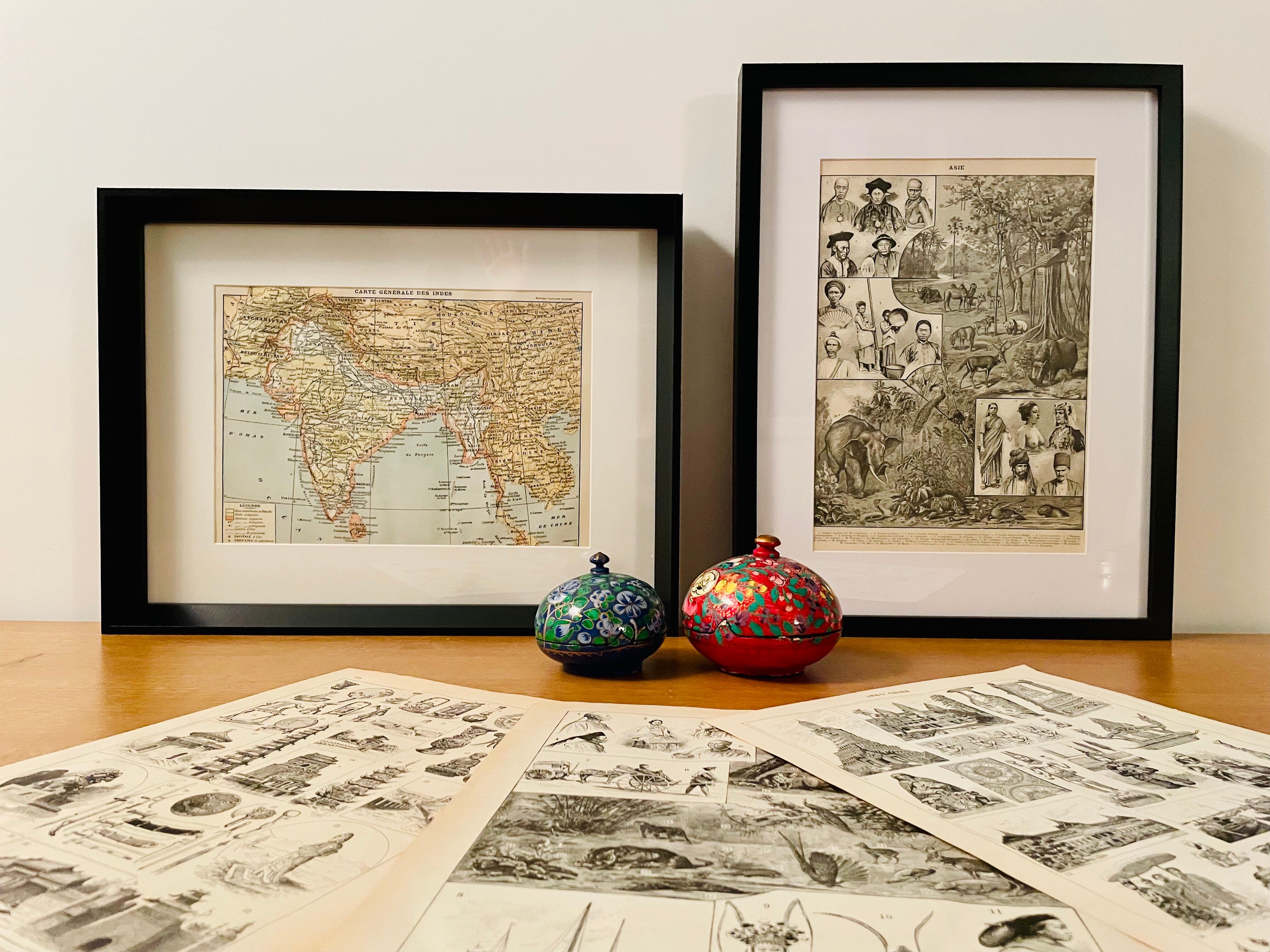 Lithograph and map on Madagascar from 1897