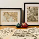 Lithograph and map on Madagascar from 1897