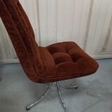 Set of 6 chrome velvet bucket chairs from the 70s