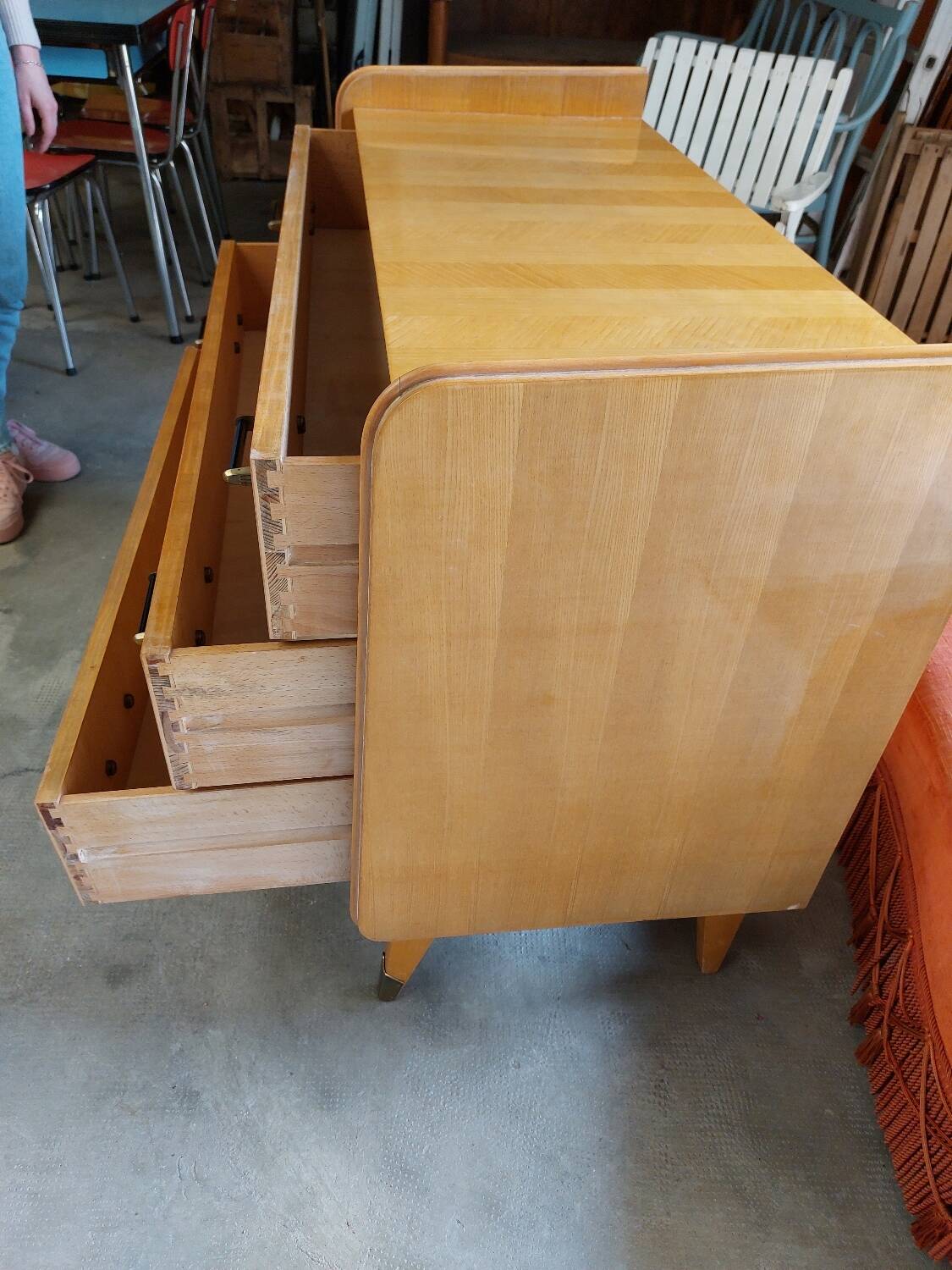 1960s chest of drawers with compass feet