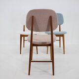 1960s Set of Three Oak Dining Chairs in Boucle, Czechoslovakia