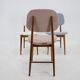1960s Set of Three Oak Dining Chairs in Boucle, Czechoslovakia