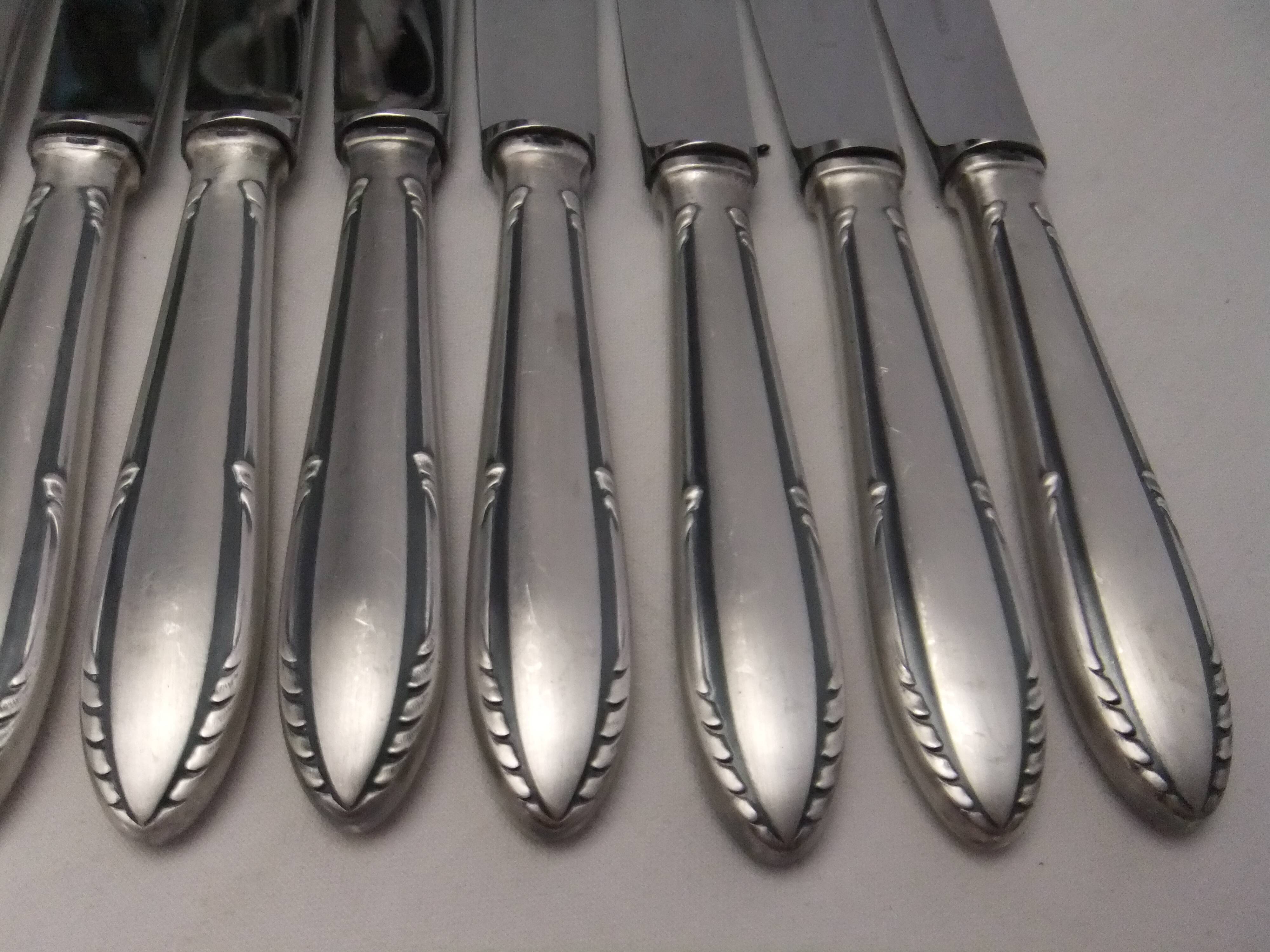 Reneka silver metal knives stainless steel blade filet service cutlery