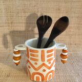 Hand-painted ceramic utensil pot