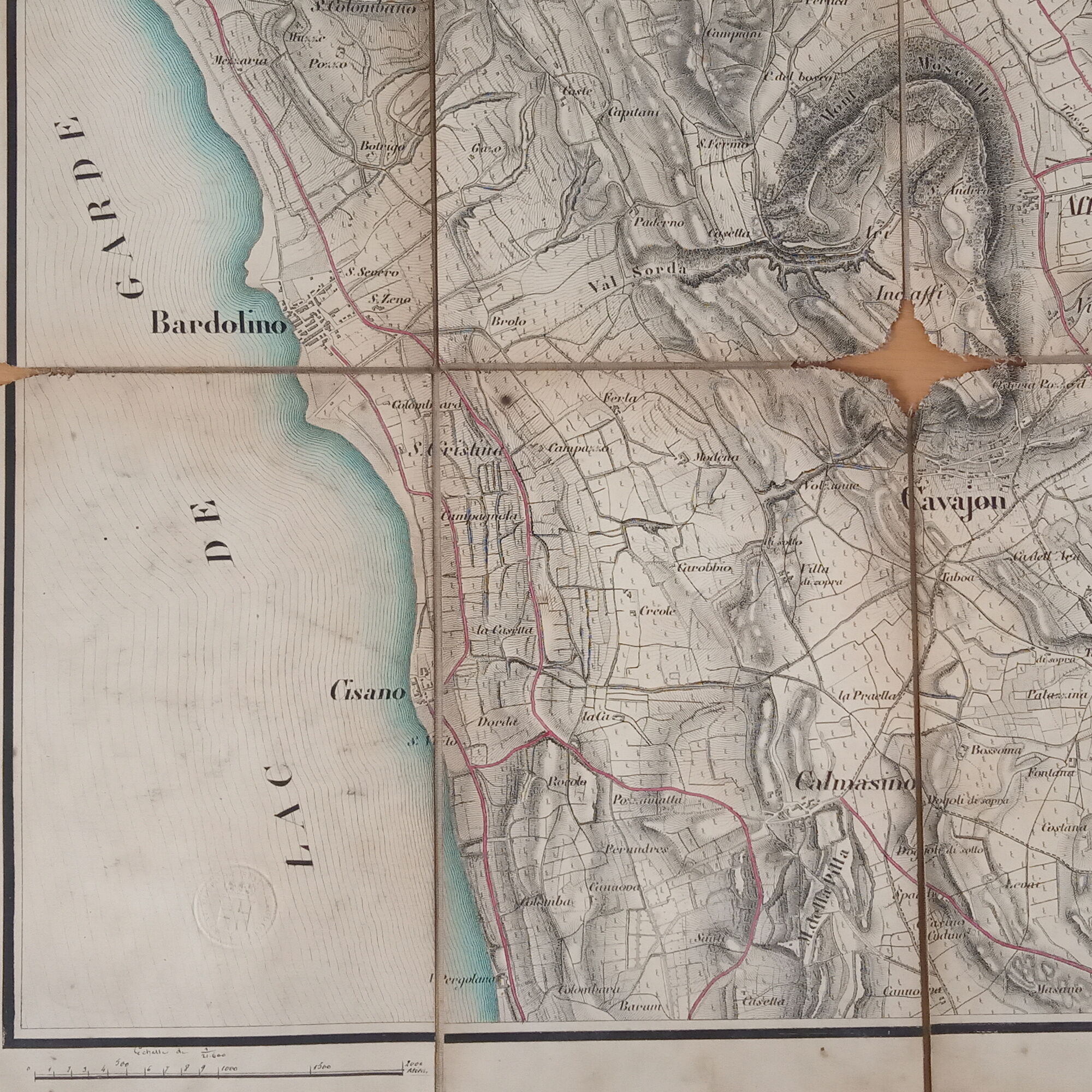 Ancient Italian map, Rivoli, Lake Garda late 19th