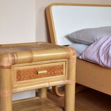 Bedside bamboo table with drawer 1980