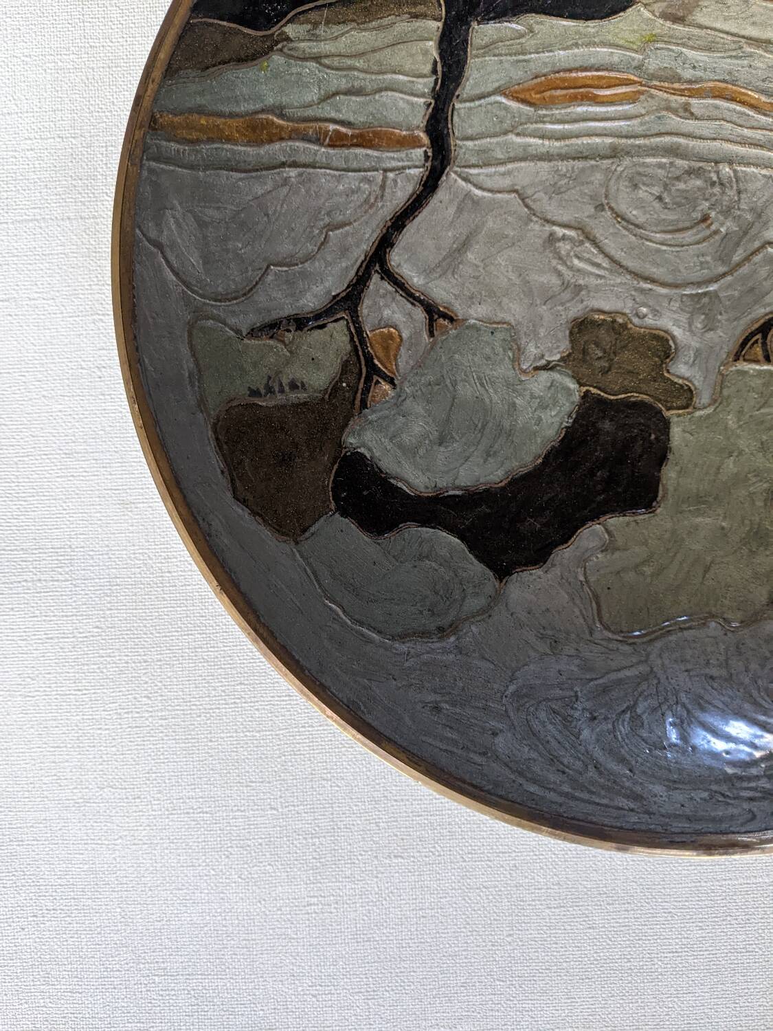 Vide poche laiton cloisonné décor peint à la main laiton émaillé