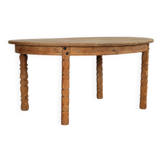 brutalist oval dining table | vintage table | oak | extendable