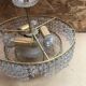 Ancien Lustre Laiton Cascade Pampilles Vintage