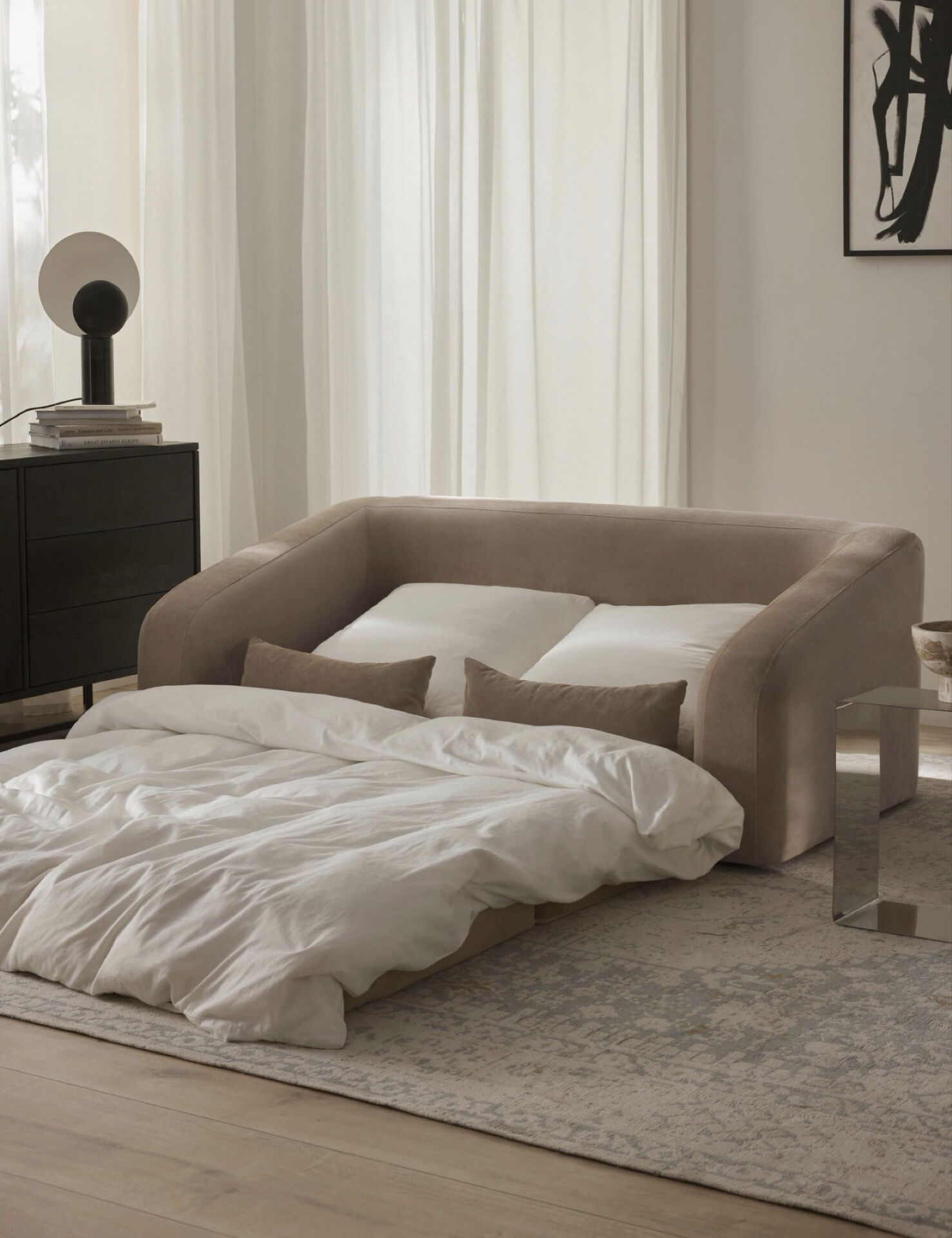 2-seater convertible sofa bed Westing model Eliot in fabric
