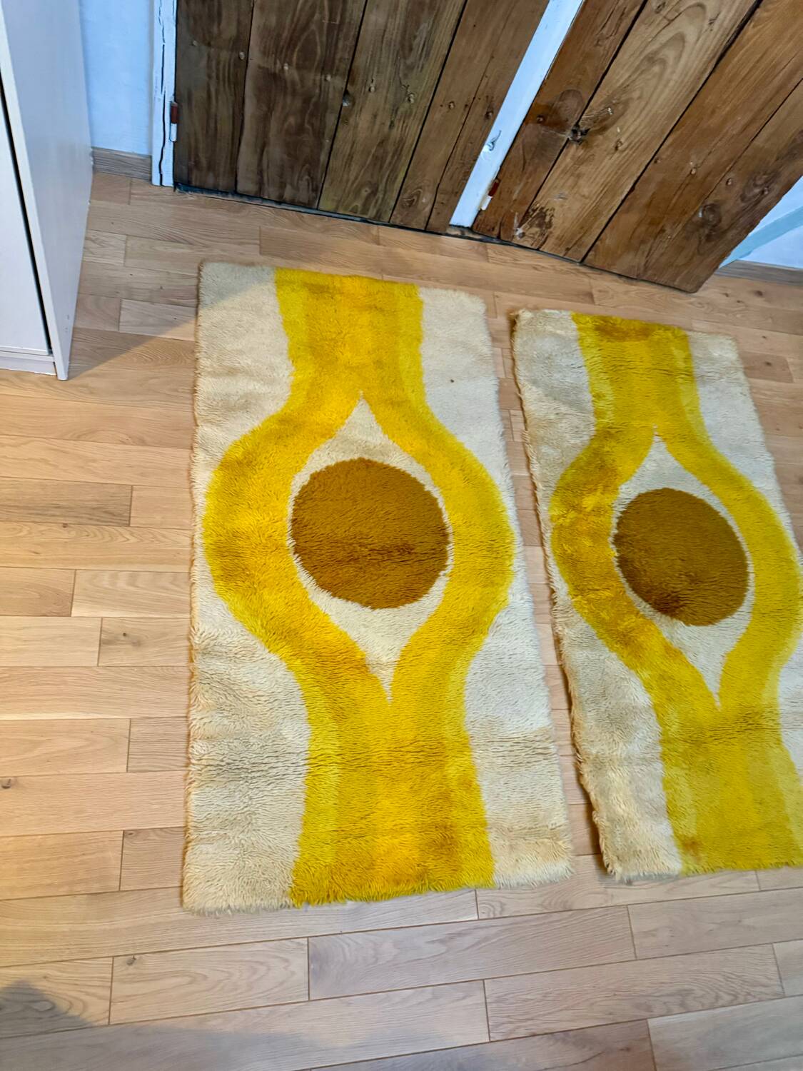 Pair of beautiful Dutch Space Age rugs / 130x70