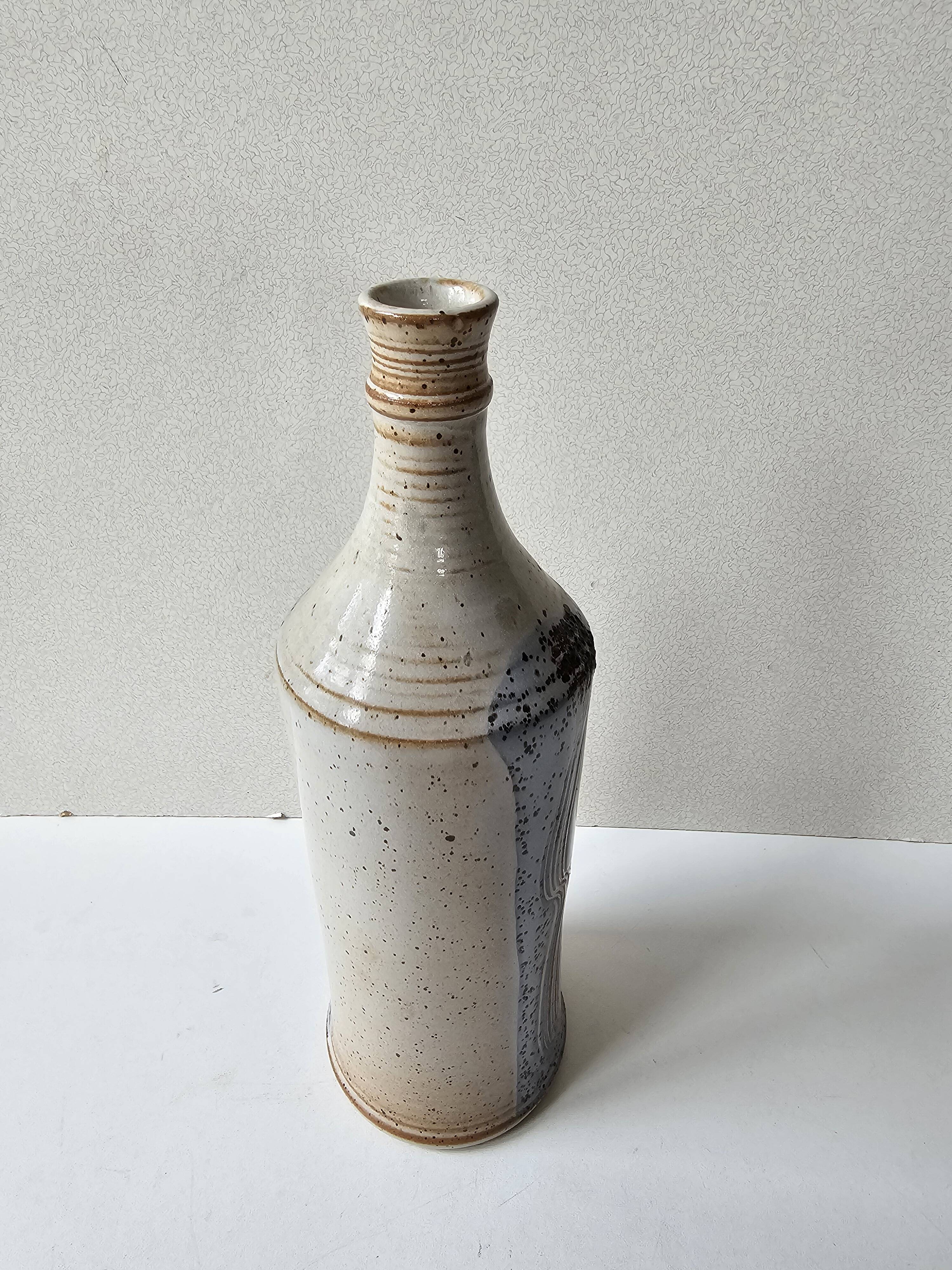 Ceramic soliflore vase bottle signed C. Dangon (Salins)