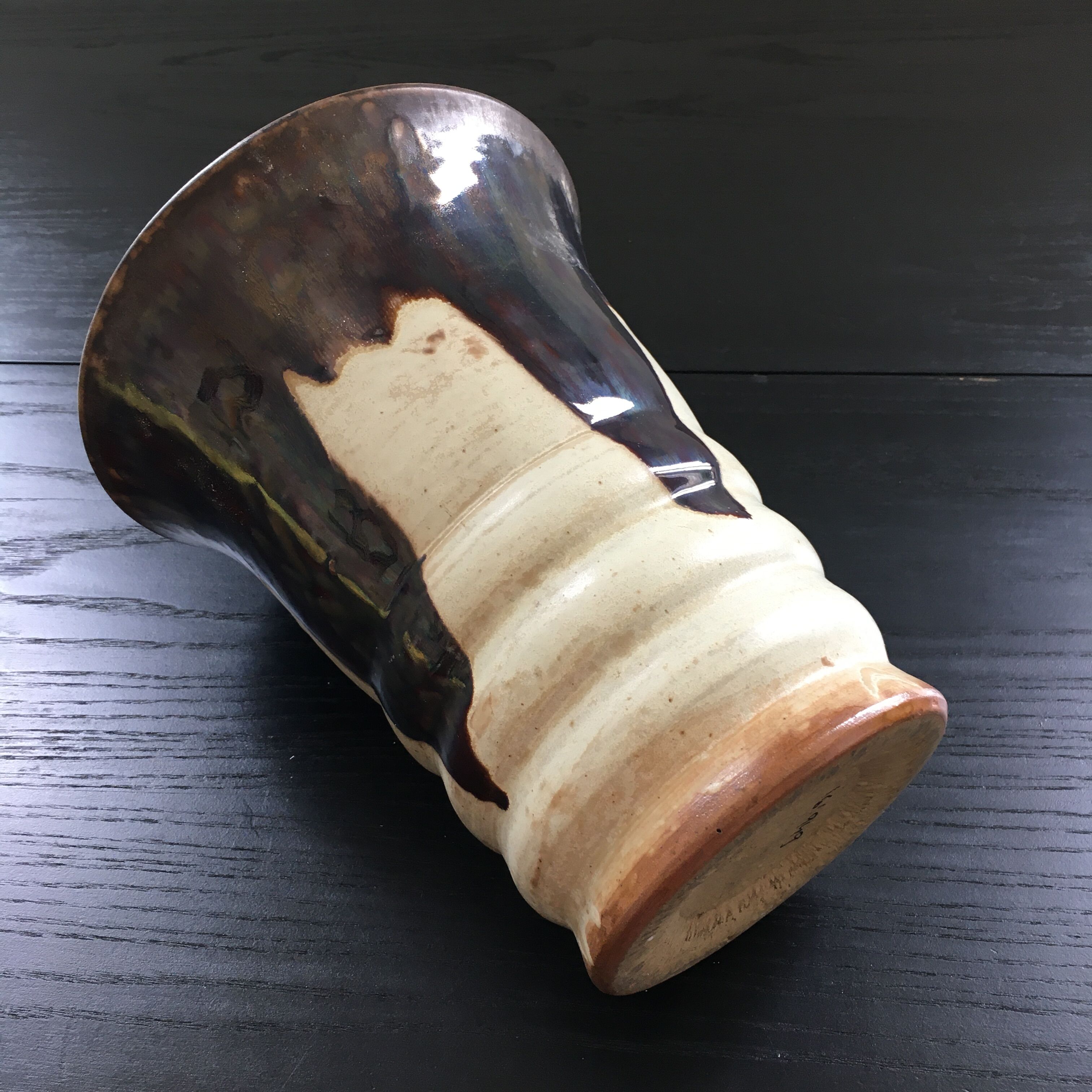 Art Deco beige and brown vase