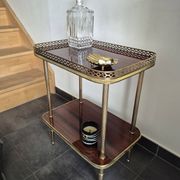 Desserte / Petite table d'appoint plaquage acajou et laiton mid century