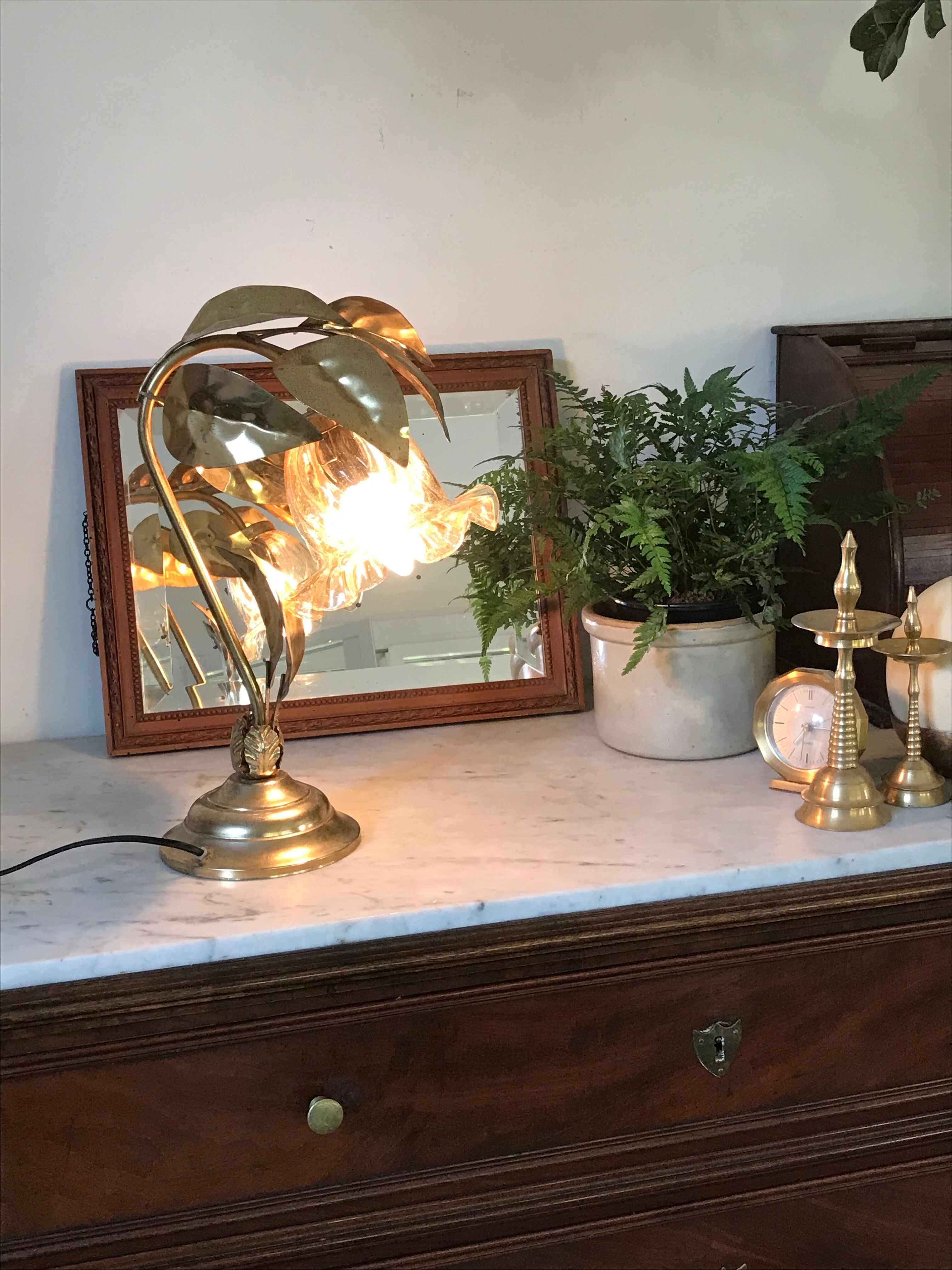 Lamp golden leaves 70s