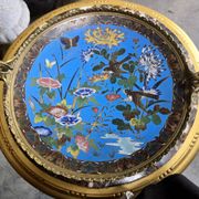 Asie XIXeme :  coupe cloisonnée sur talon en bronze doré