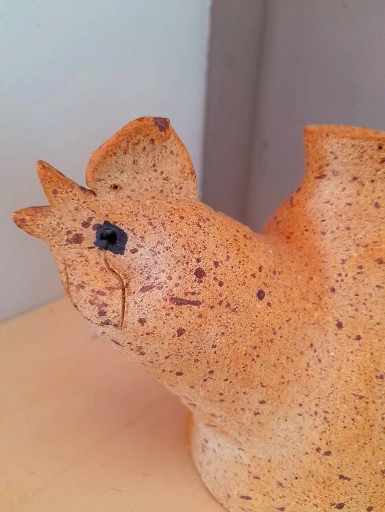 Vase en grès zoomorphe oiseau 1960