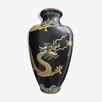 Vase émaux cloisonnés chinois dragons 1930